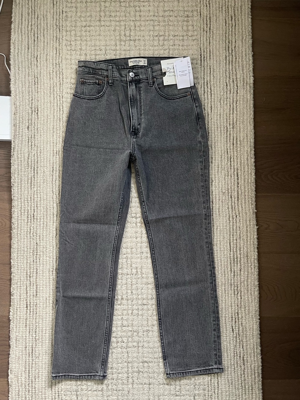 Abercrombie & Fitch Women's Straight Leg Jeans - Washed Charcoal